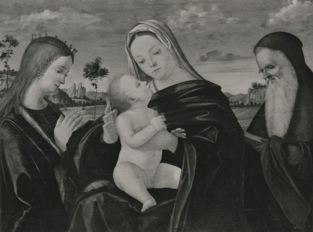 Staatliche Kunsthalle Karlsruhe — Carpaccio, Vittore. Maria m. d. Kinde u. d. hln. Katharina u. Hieronymus; in Halbfiguren — insieme